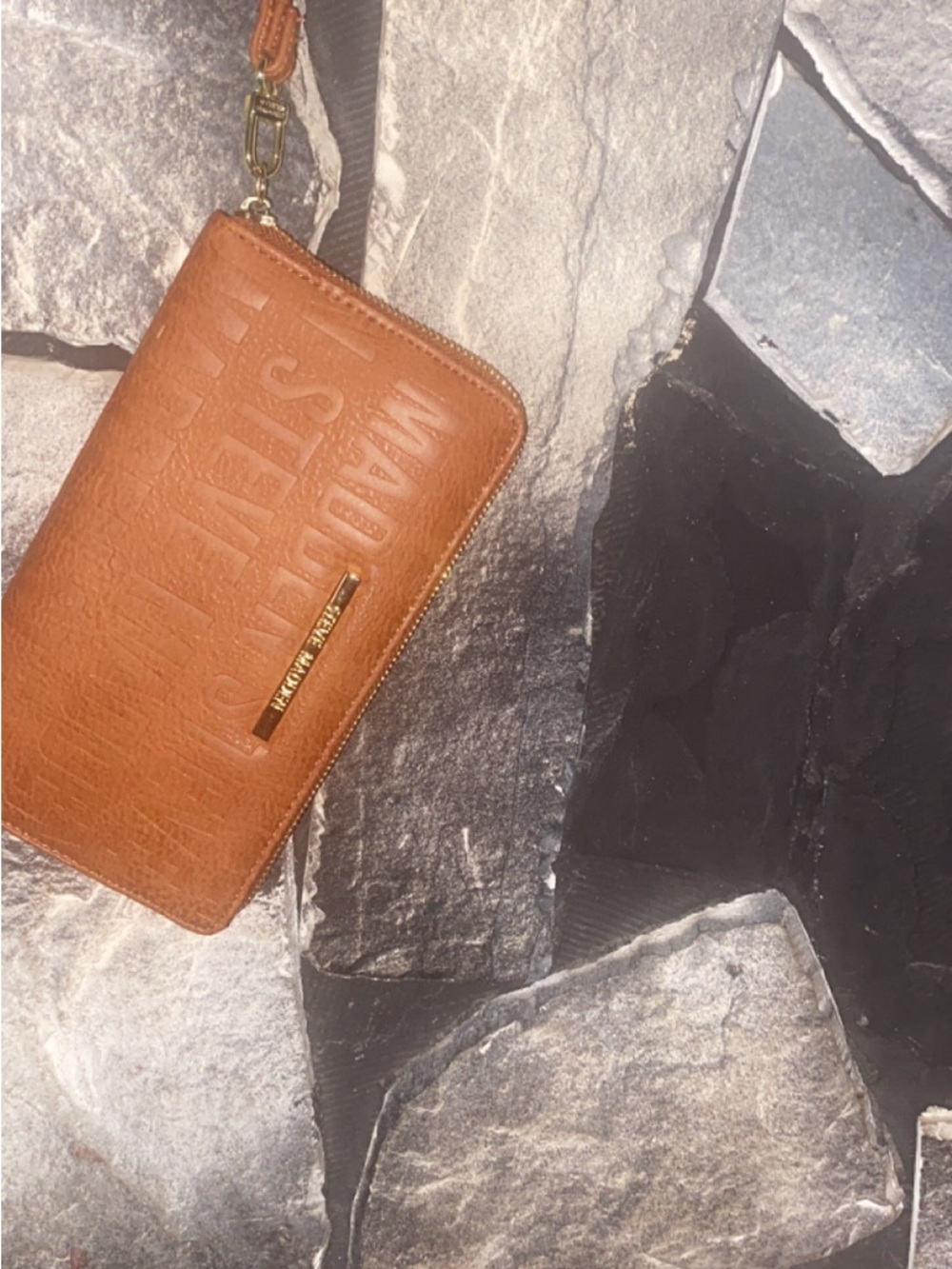 Steve Madden Brown Zip-Around Wristlet Clutch